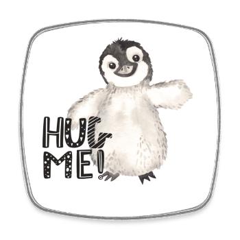 Hug Me Pinguin - Viereckiger Kühlschrankmagnet - Weiß - Vorne