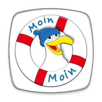 MOIN MOIN - Viereckiger Kühlschrankmagnet - Weiß - Vorne
