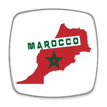 Marokko Landkarte mit Nationalflagge - Viereckiger Kühlschrankmagnet - Weiß - Vorne