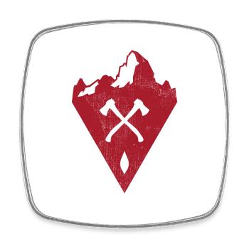 Outdoor ax & mountains - Square fridge magnet - white - Front