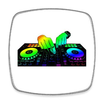 DJ - Viereckiger Kühlschrankmagnet - Weiß - Vorne