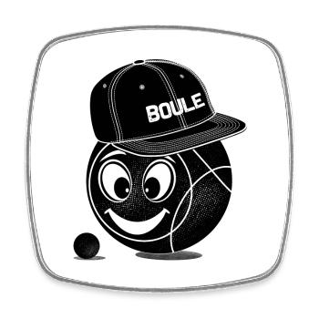 Boule boules Smile Cap Petanque Sport Pétanque game - Magnet carré - blanc - Devant