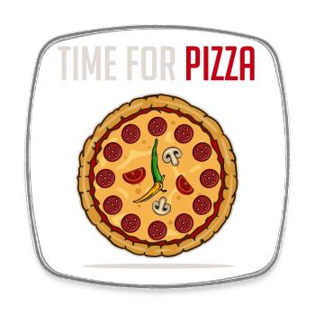 Pizza Pizzeria Bestellen Salami Italienisch Essen - Viereckiger Kühlschrankmagnet - Weiß - Vorne