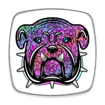 dog art with colorful dog love - colorful dog - Square fridge magnet - white - Front
