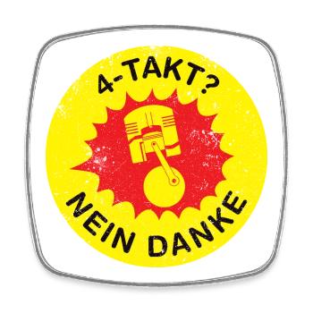 4-Takt nein danke ultimatives Ossi Schrauber Motiv - Viereckiger Kühlschrankmagnet - Weiß - Vorne