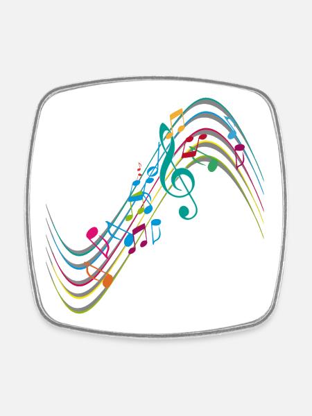 Bunte Symphonie auf schwungvollen Notenlinien - Viereckiger Kühlschrankmagnet - Weiß
