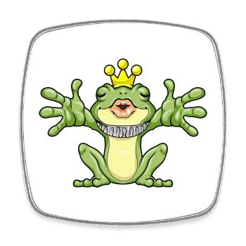 Frosch Krone - Viereckiger Kühlschrankmagnet - Weiß - Vorne