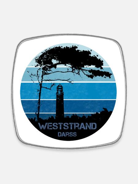 Ostsee, Darss, Weststrand - Viereckiger Kühlschrankmagnet - Weiß