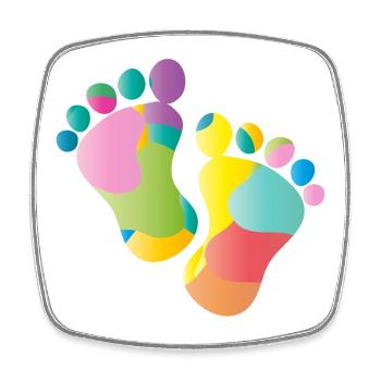 kunterbunte Baby Fußabdrücke - Viereckiger Kühlschrankmagnet - Weiß - Vorne