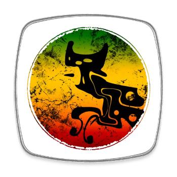 Abstrakte Wildcat Silhouette in Reggaefarben - Viereckiger Kühlschrankmagnet - Weiß - Vorne