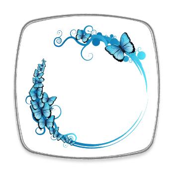 blue butterfly frame for your own texts - Square fridge magnet - white - Front