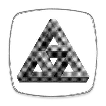 Abstract Penrose triangle on light background - Square fridge magnet - white - Front