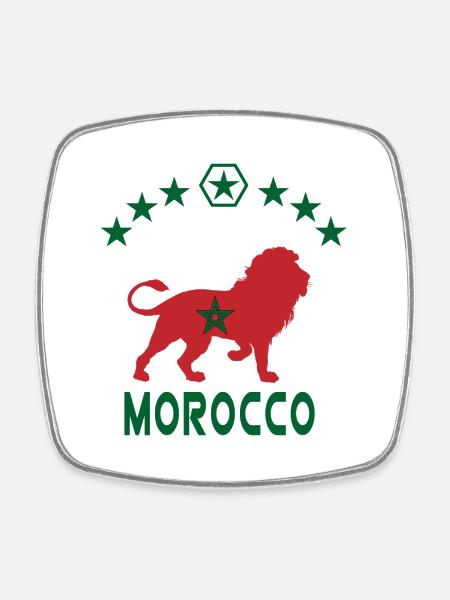 Conception du Lion du Maroc - Magnet carré - blanc