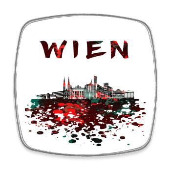 Wien Skyline Desgin - Viereckiger Kühlschrankmagnet - Weiß - Vorne