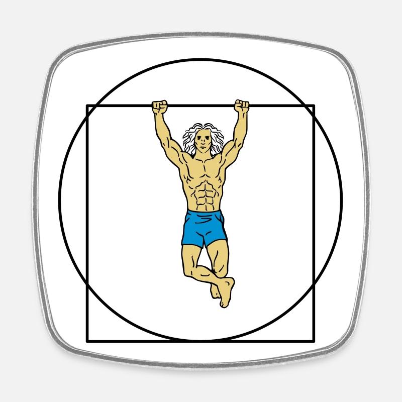 L'homme de Vitruve en force (Color) - Magnet carré - blanc