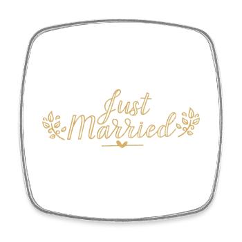 Just Married Wedding Wife Married Gift - Square fridge magnet - white - Front