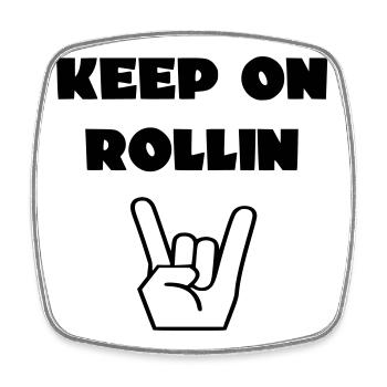 Always keep rolling with your wheelchair # - Square fridge magnet - white - Front