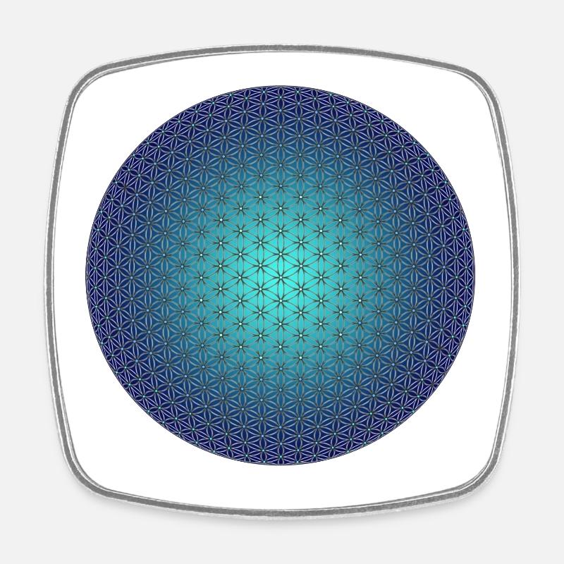 Flower of Life - 3D Blue - Square fridge magnet - white