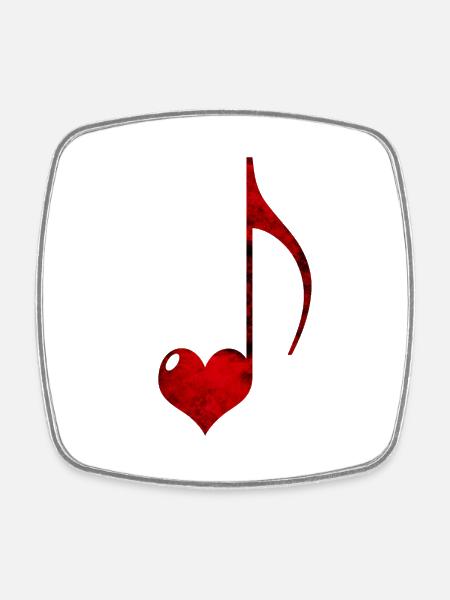 Red Heart and Musical Note Illustration - Square fridge magnet - white