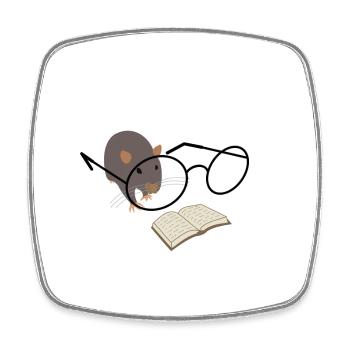 Leseratte mit Brille – süßer Bücherfreund - Viereckiger Kühlschrankmagnet - Weiß - Vorne