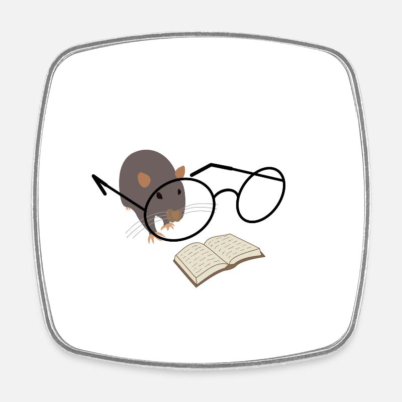 Leseratte mit Brille – süßer Bücherfreund - Viereckiger Kühlschrankmagnet - Weiß