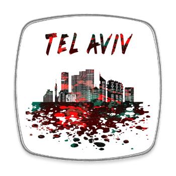 Tel Aviv Skyline / Cadeau Israël ville - Magnet carré - blanc - Devant