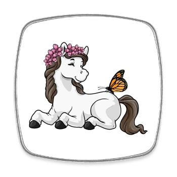 Horse Flower Wreath - Square fridge magnet - white - Front