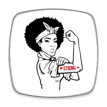 Afro Girl Power Woman Power Strong Woman Gift - Square fridge magnet - white - Front