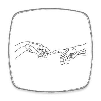 Michelangelo creating hand one line draw - Square fridge magnet - white - Front