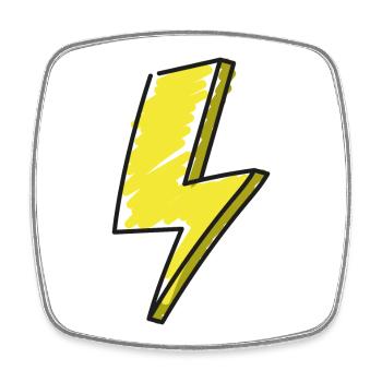 Lightning - illustration - Square fridge magnet - white - Front