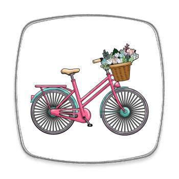 Women's Bicycle Flowers - Square fridge magnet - white - Front