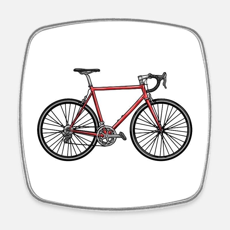 Rennrad mit Sattel - Viereckiger Kühlschrankmagnet - Weiß