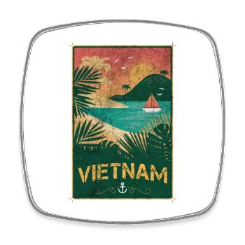 Vietnam Vintage Beach Design - Viereckiger Kühlschrankmagnet - Weiß - Vorne