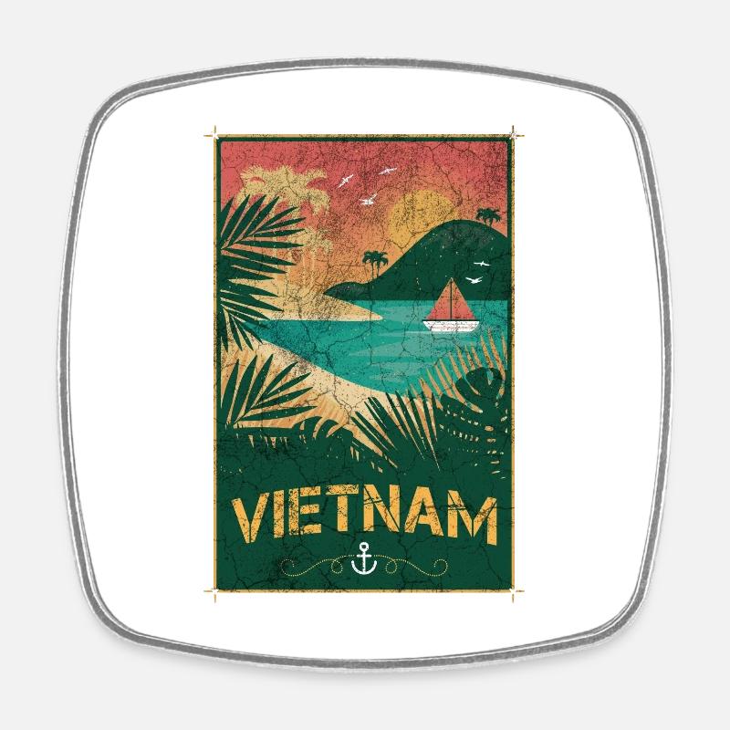 Conception de plage vintage Vietnam - Magnet carré - blanc