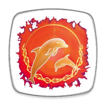 Dauphins de la joie de vivre - Sonja Ariel de Staden - Magnet carré - blanc - Devant