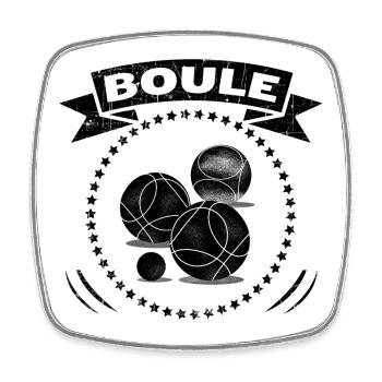 Boule Kugel Petanque - Viereckiger Kühlschrankmagnet - Weiß - Vorne