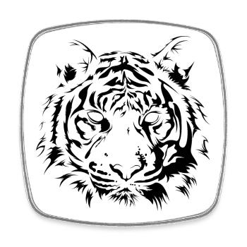 Tiger Zeichnung Raubkatze Portrait Illustration - Viereckiger Kühlschrankmagnet - Weiß - Vorne