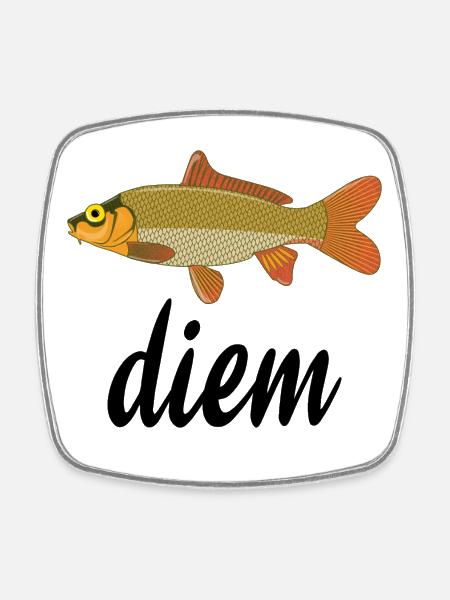 Poisson doré écailles orange - Magnet carré - blanc