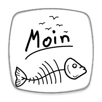 Moin Möwen Fisch Meer - Viereckiger Kühlschrankmagnet - Weiß - Vorne