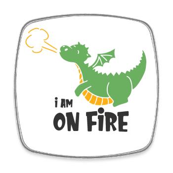 Humorvoller Feuerdrache für Kinder - Viereckiger Kühlschrankmagnet - Weiß - Vorne
