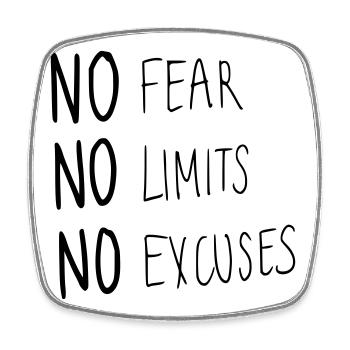 No Fear No Limit No Excuses - Viereckiger Kühlschrankmagnet - Weiß - Vorne