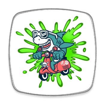 Hai lustig Mofa Moped Roller Comic - Viereckiger Kühlschrankmagnet - Weiß - Vorne