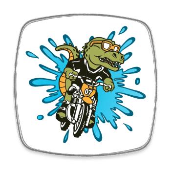 Motocross en alligator - Magnet carré - blanc - Devant