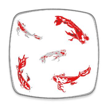 karpfen rot fische kois japan muster abstrakt art - Viereckiger Kühlschrankmagnet - Weiß - Vorne