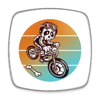 Totenkopf Skull Fahrrad - Viereckiger Kühlschrankmagnet - Weiß - Vorne