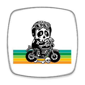 Moto crâne - Magnet carré - blanc - Devant