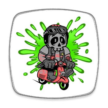 Skull Mofa Moped - Viereckiger Kühlschrankmagnet - Weiß - Vorne