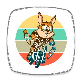 Cadeau de motocross lapin lapin - Magnet carré - blanc - Devant