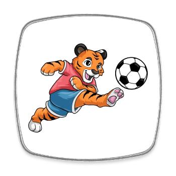 Tiger Soccer Player Soccer - Square fridge magnet - white - Front