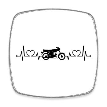 Simson Schwalbe S51 coeur ligne ECG cyclomoteur cadeau - Magnet carré - blanc - Devant